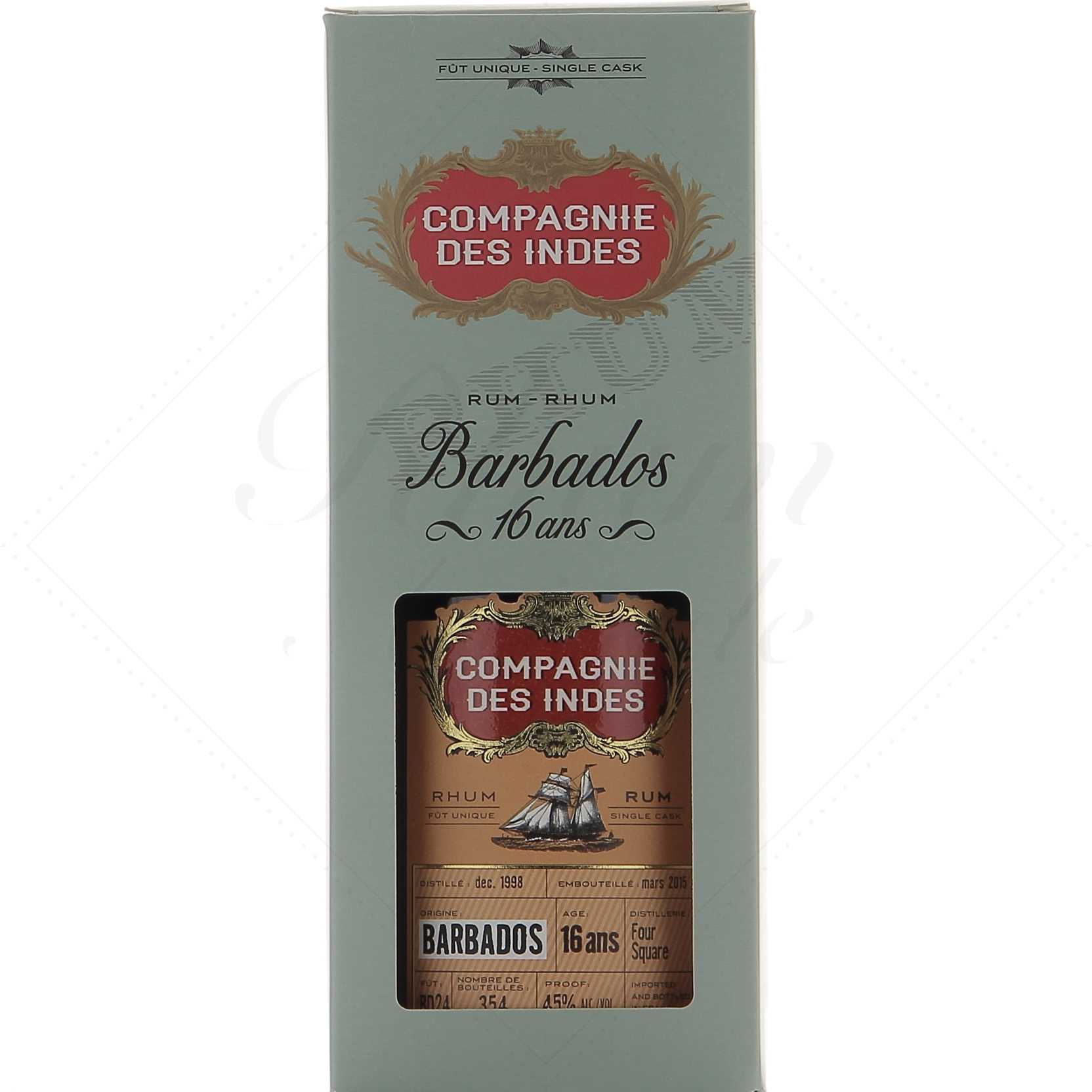 Compagnie des Indes La Barbade 16 ans Distillerie Foursquare 45°