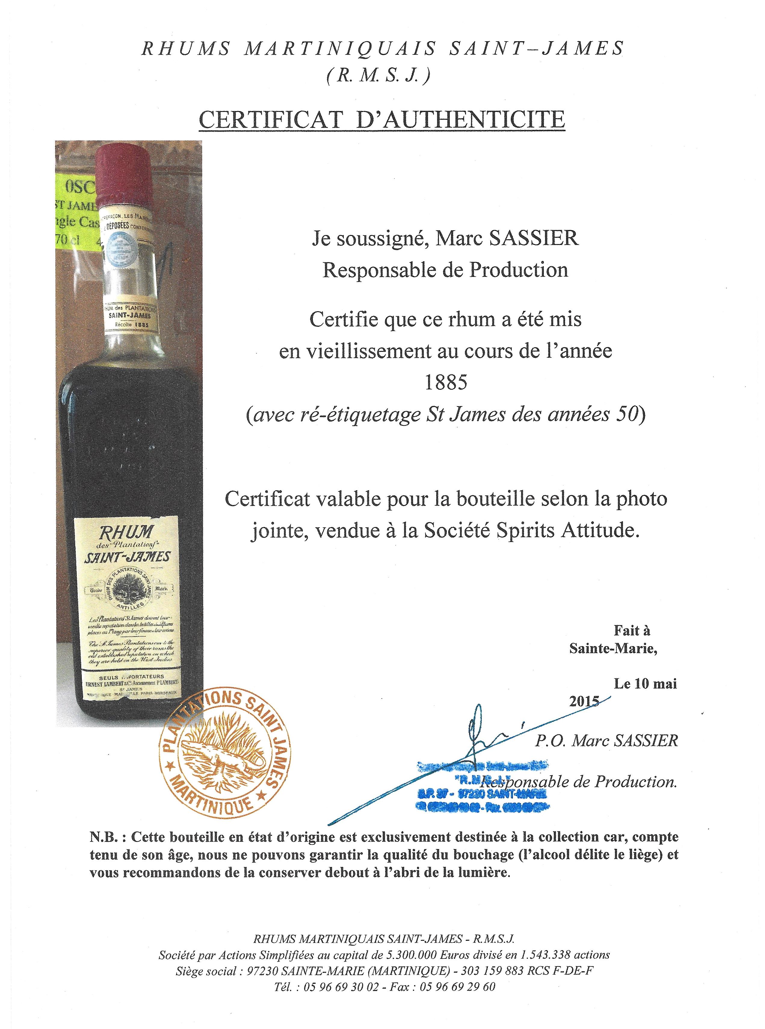 Saint James millésime 1885 - bouteille 2 47° – Image 2