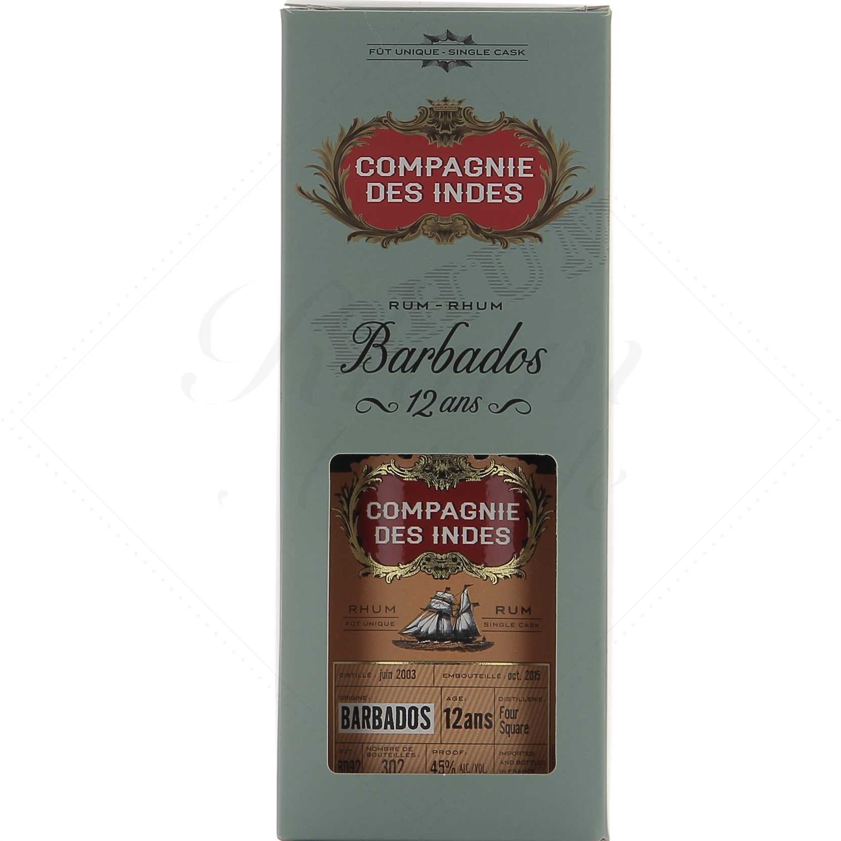 Compagnie des Indes La Barbade 12 ans Distillerie Foursquare 45°