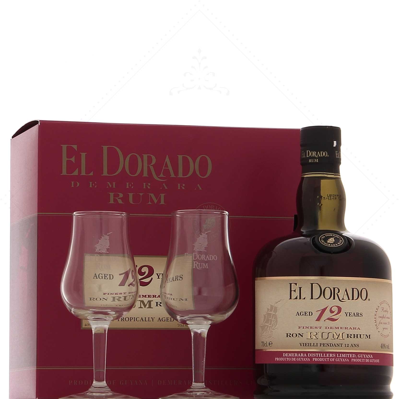 El Dorado 12 ans coffret 2 verres 40°