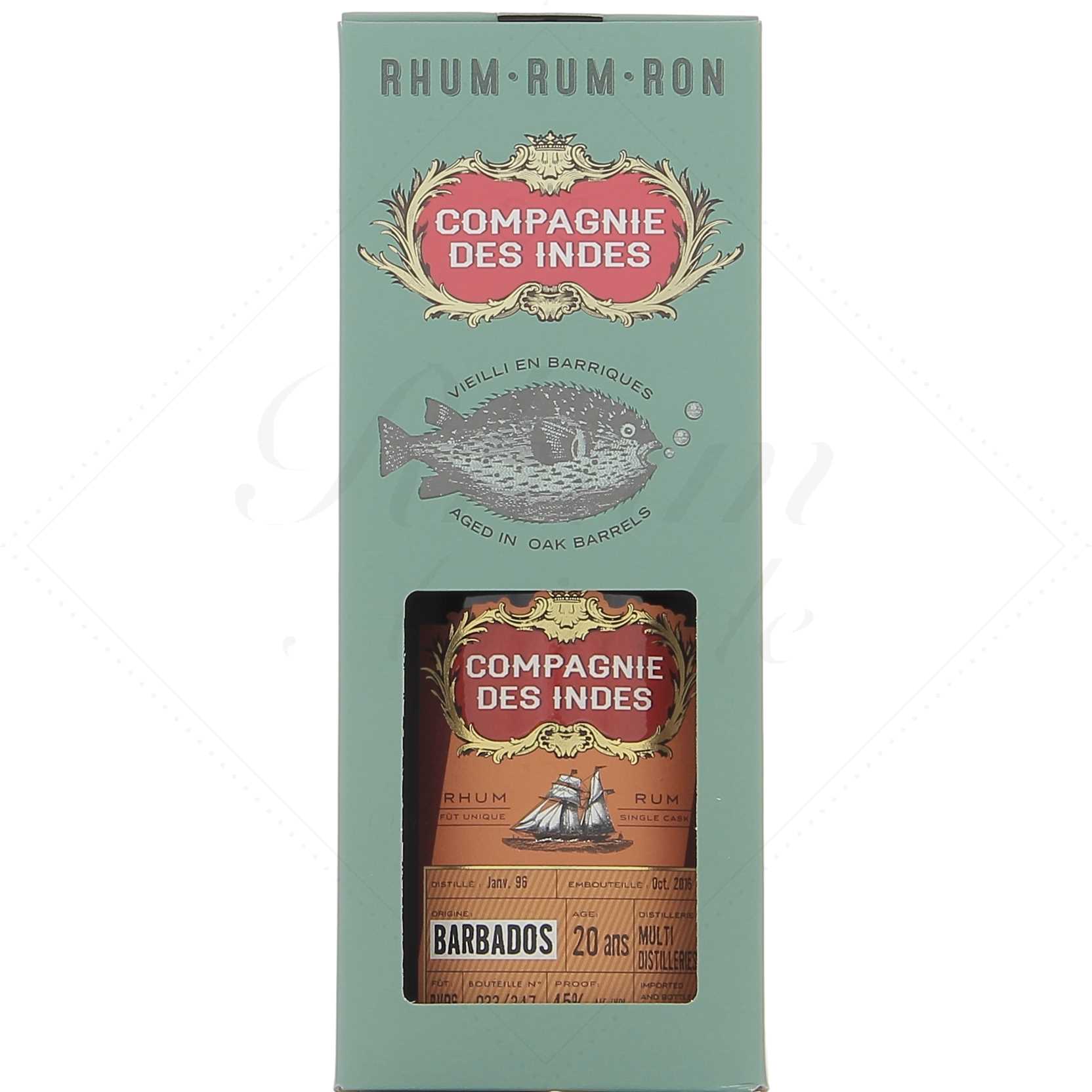 Compagnie des Indes Barbados Single Cask 1996 20 ans 45°