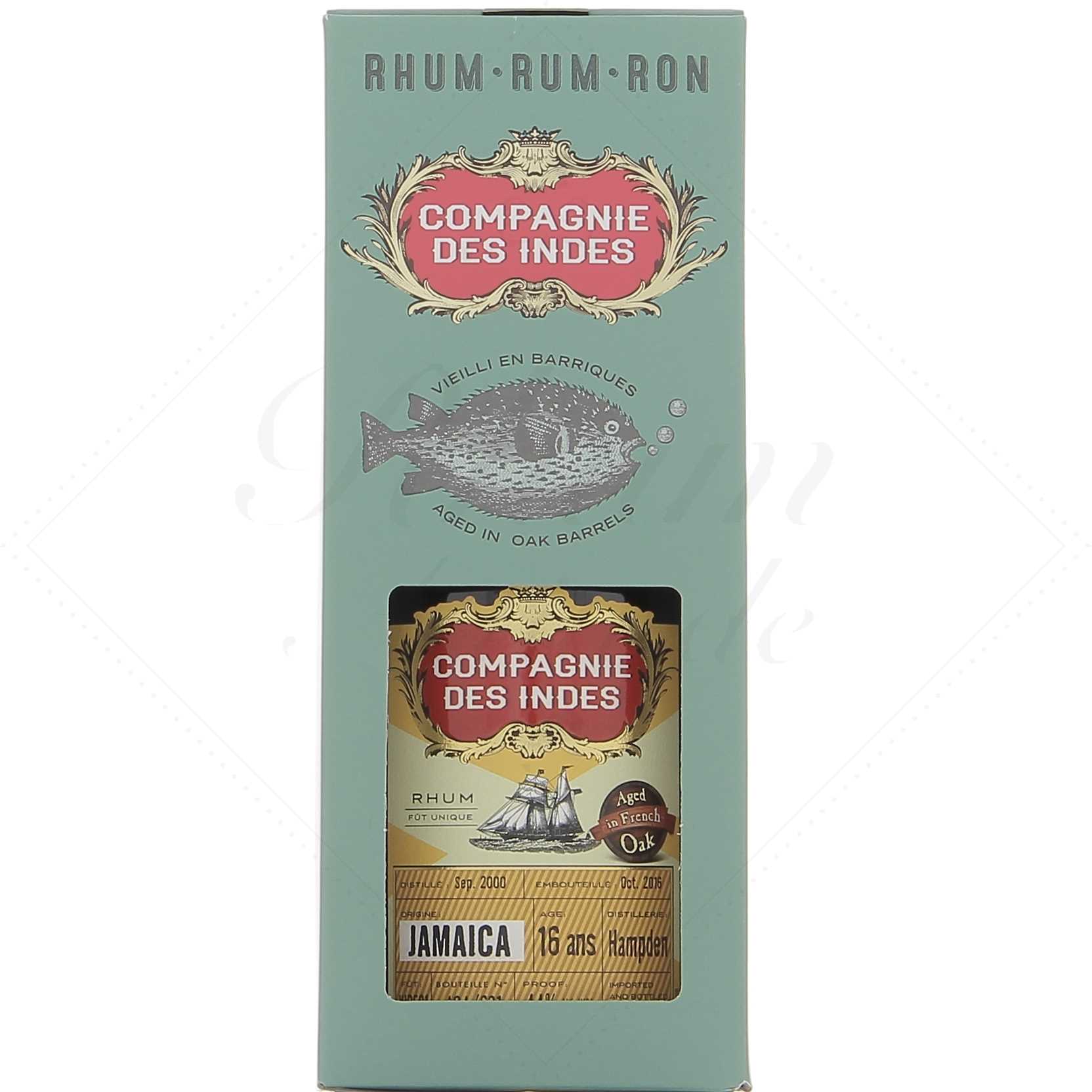 Compagnie des Indes Jamaïque Single Cask 2000 16 ans Hampden 44°