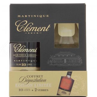 Clément coffret 1 bouteille 10 ans d’âge + 2 verres 42°