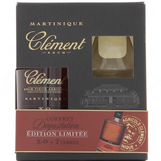 Clément coffret 1 bouteille XO + 2 verres 42°