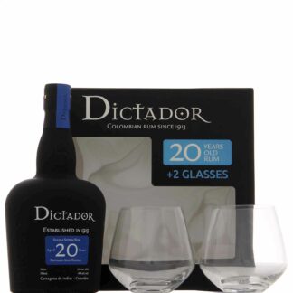 Dictador 20 ans 40° coffret 2 verres - ancienne bouteille