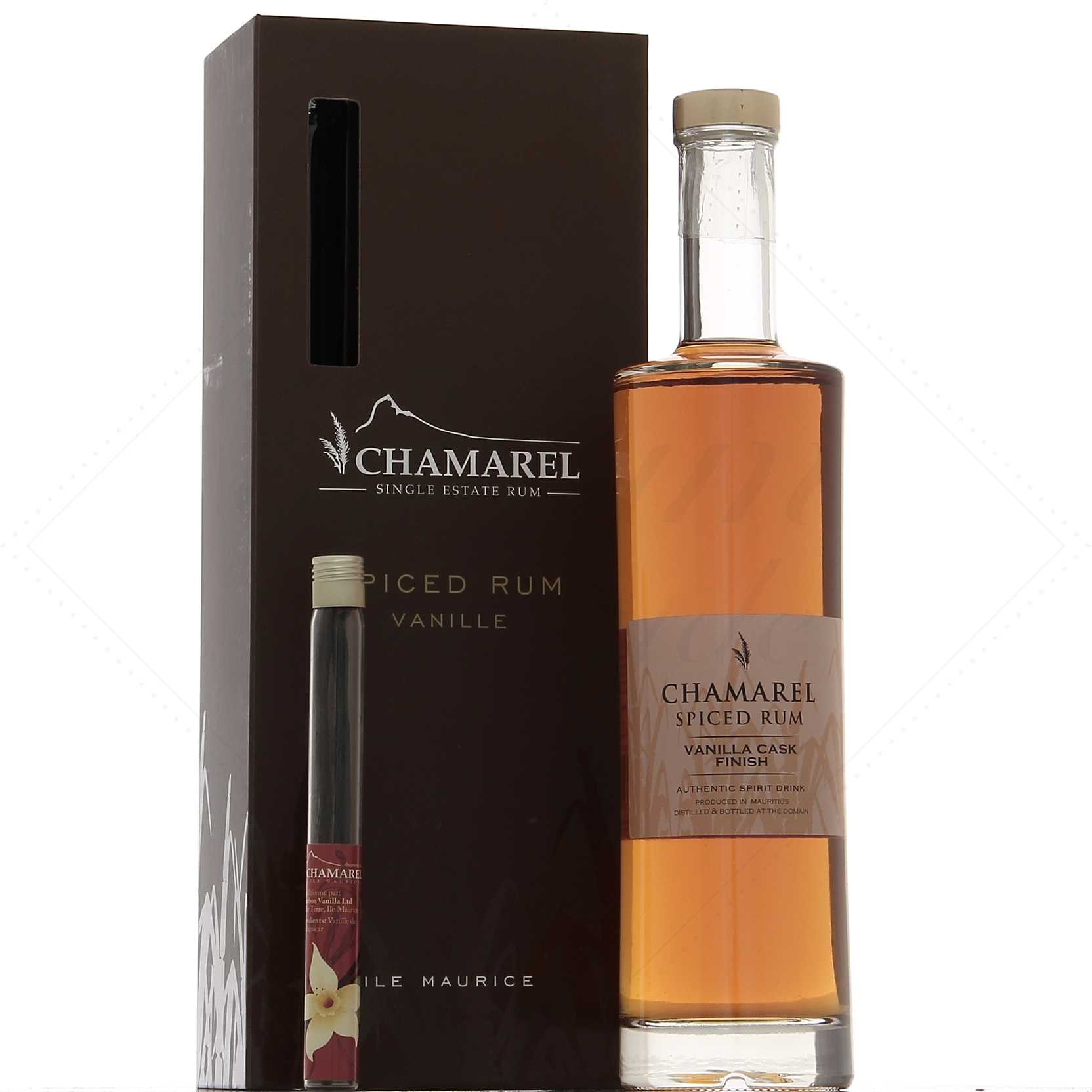 Chamarel Vanilla en coffret avec 2 gousses de vanille 40°