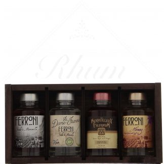 Ferroni - coffret bois 4 rhums x 10cl : Ambré, Honey, Fallernum, Dame Jeanne 38,4°