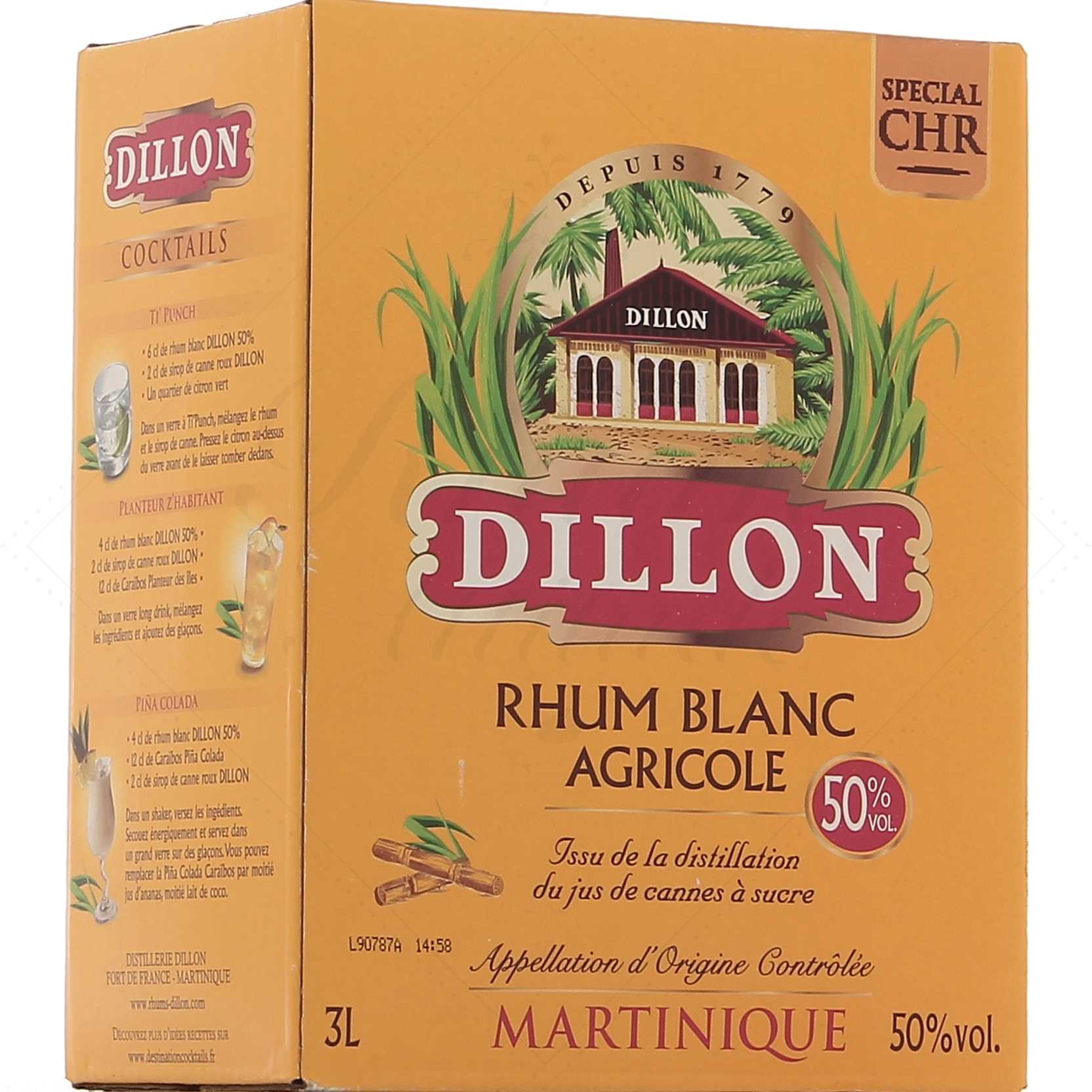 Dillon Rhum Blanc 50° - Cubi BIB Bag-In-Box 3 litres