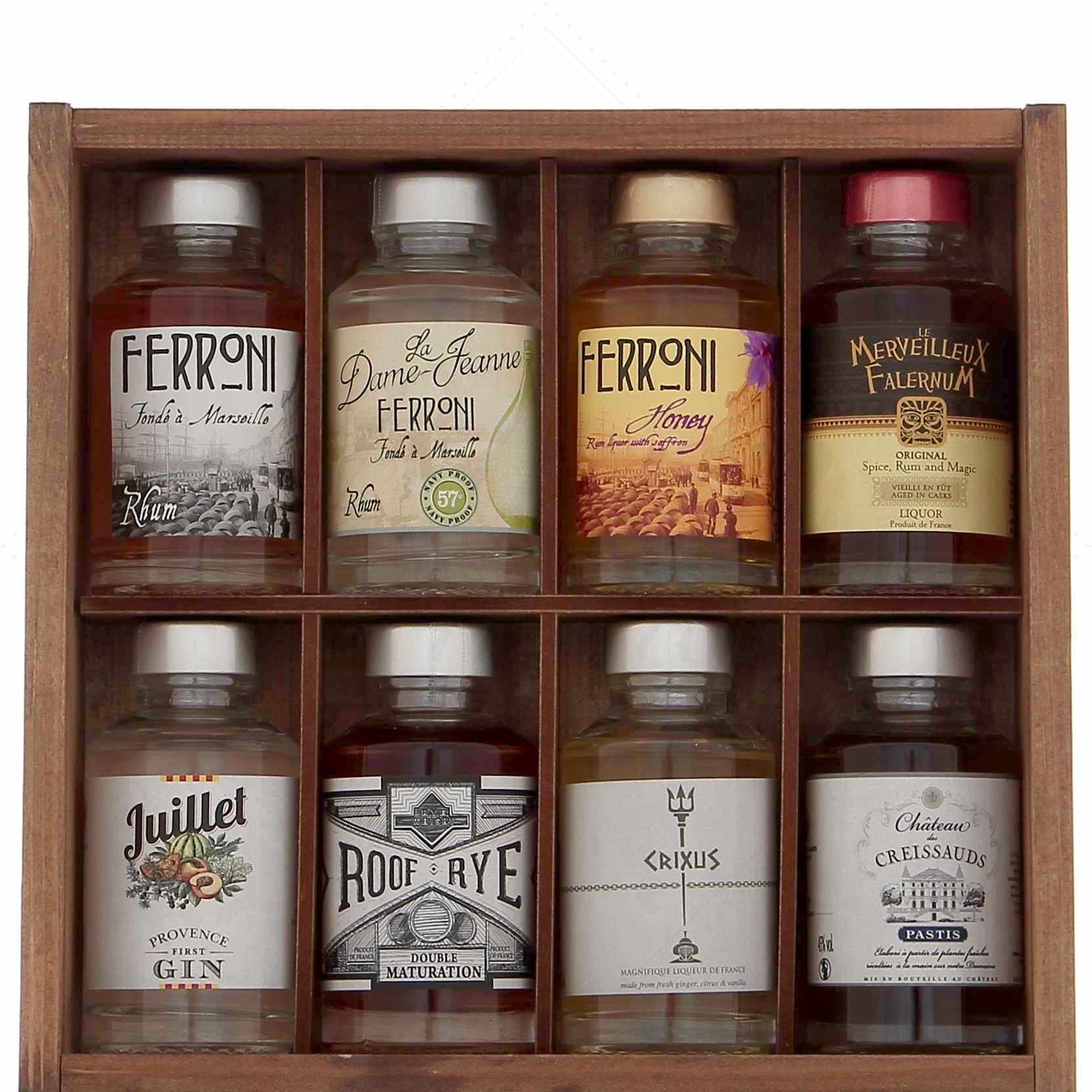 Ferroni - coffret bois 8 spiritueux