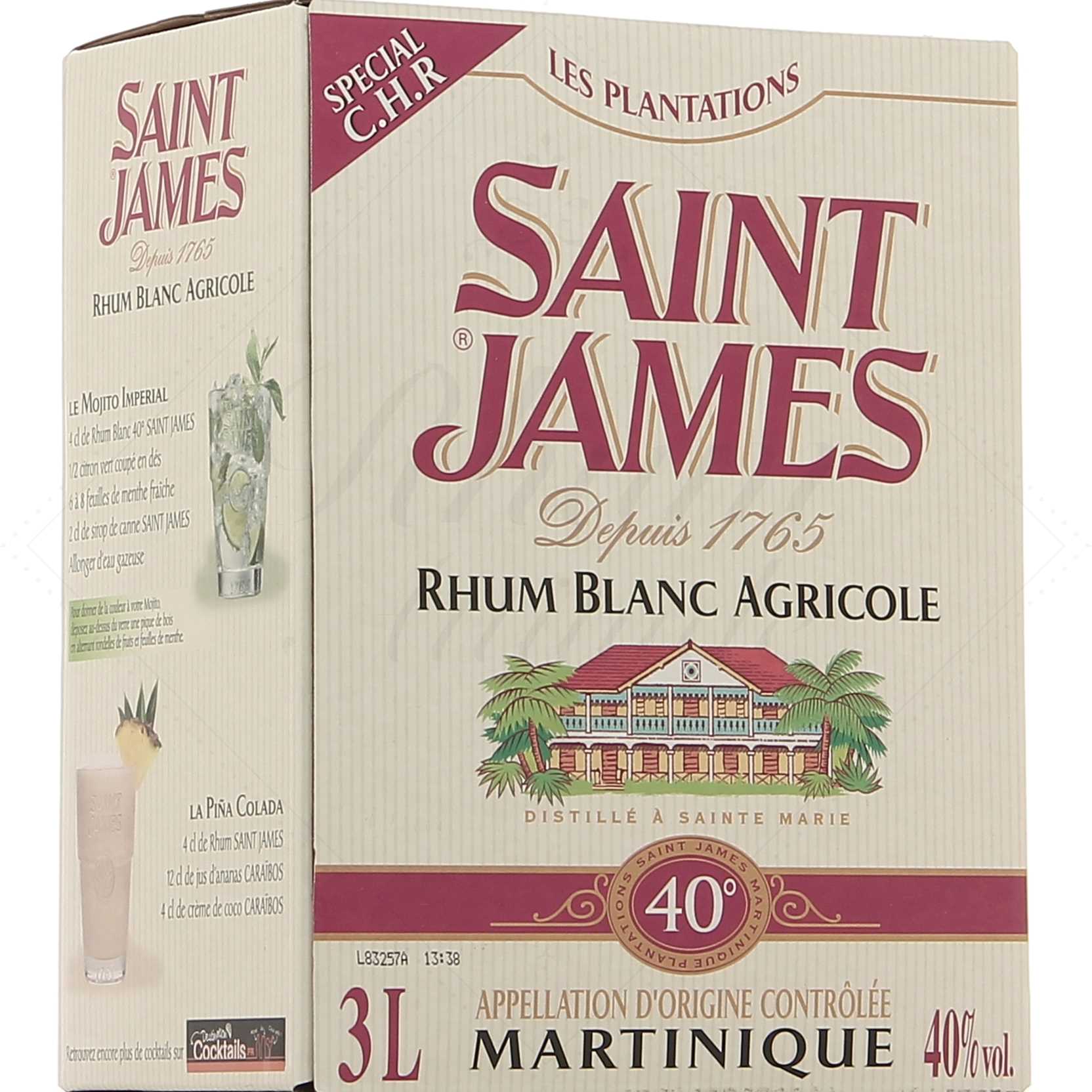 Saint James Blanc 40° - Cubi BIB Bag-In-Box 3 litres !
