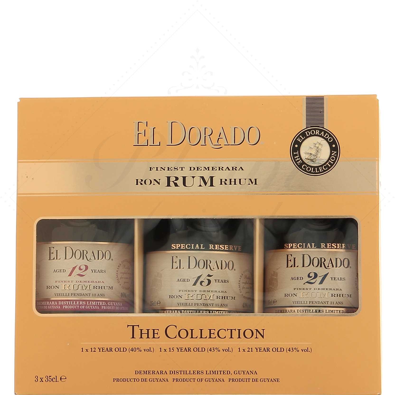 El Dorado Collection coffret 3 bouteilles 12, 15 et 21 ans 3x35cl