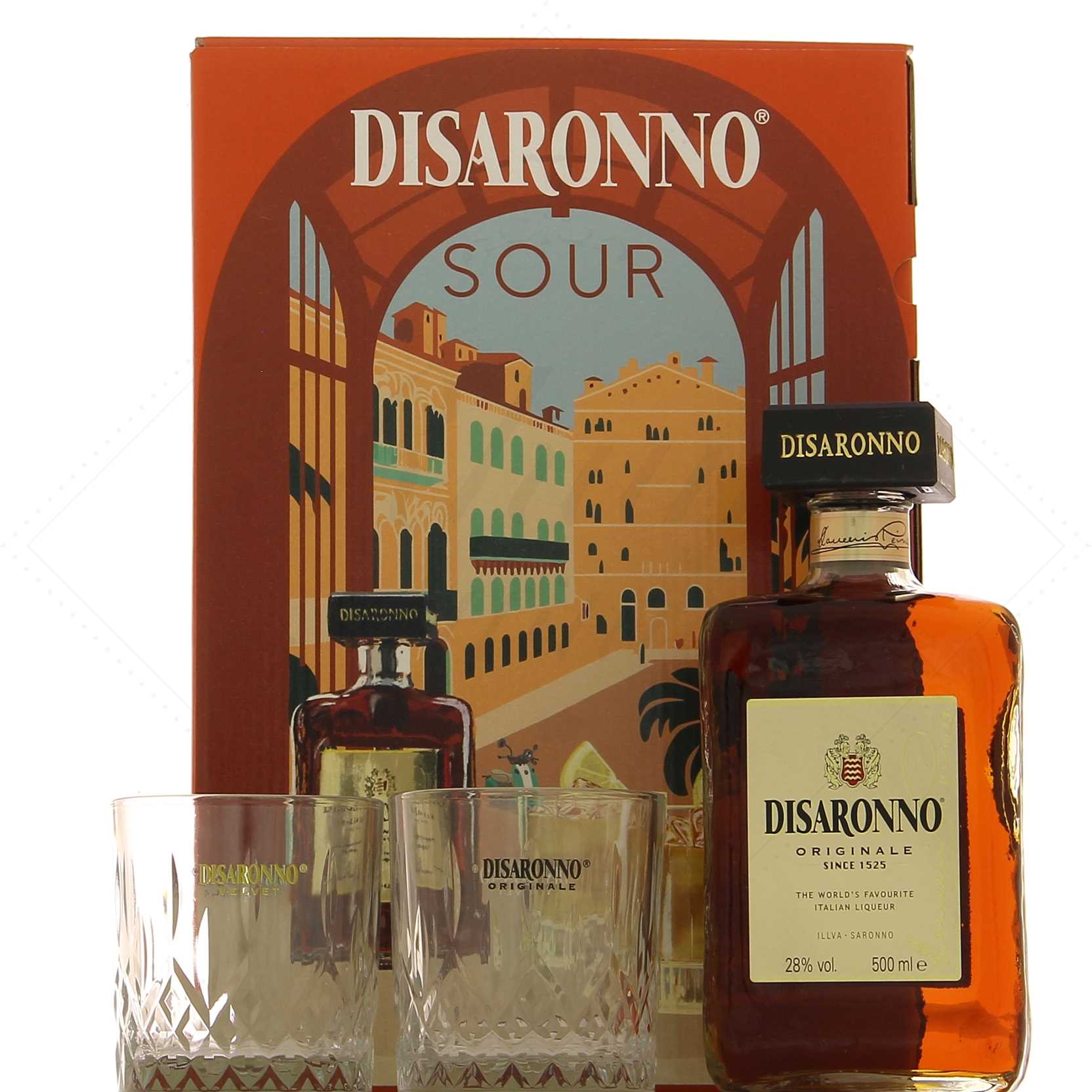 Amaretto Disaronno en coffret 2 verres 28°
