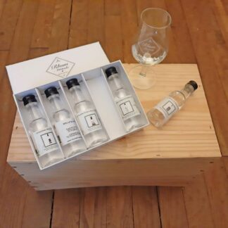 Pack découverte Rhum Agricole Blanc coffret 5 rhums + verre