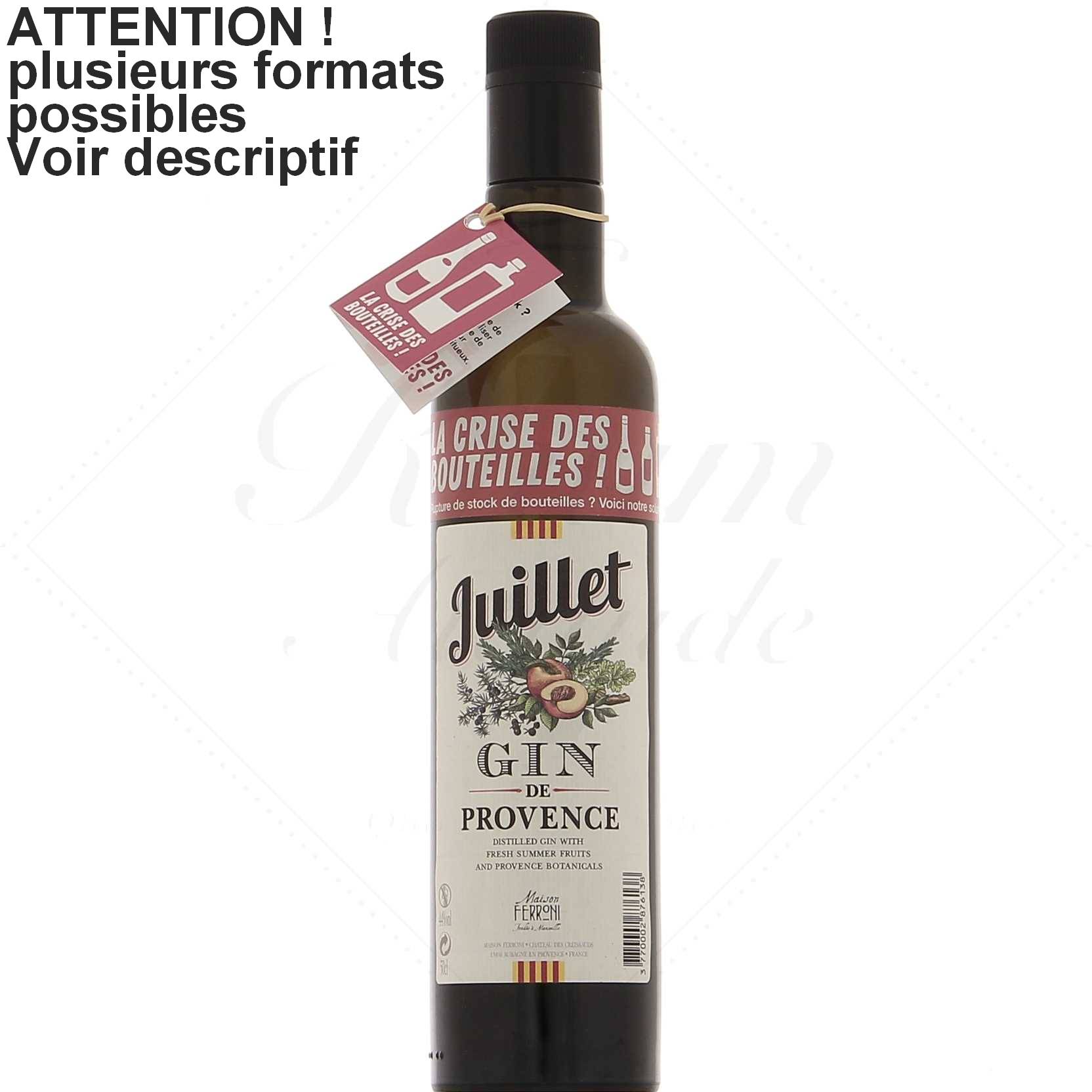 Ferroni Gin Juillet 44° Édition limitée La crise des bouteilles