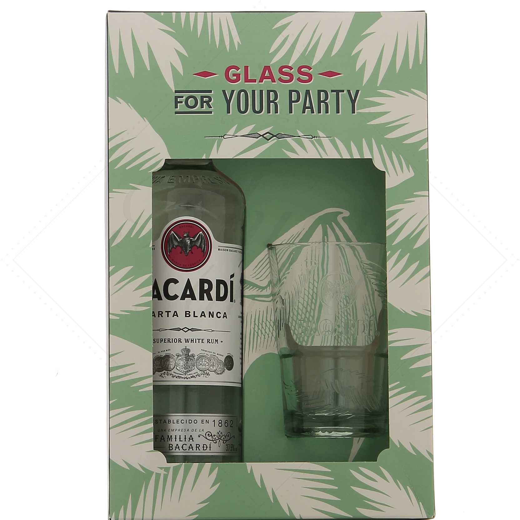 Bacardi Carta Blanca en étui avec 1 verre 37,5°