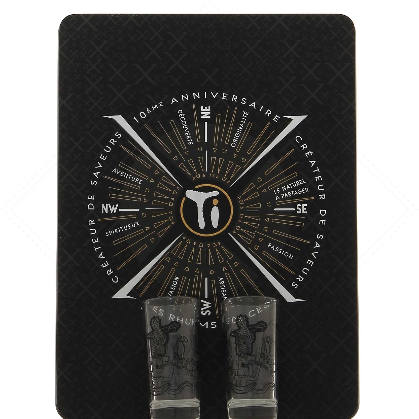 Coffret métal 2 verres Anniversaire 10 ans à associer à une bouteille Ti' Ced