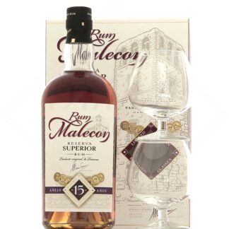 Malecon 15 ans en coffret 2 verres 40°