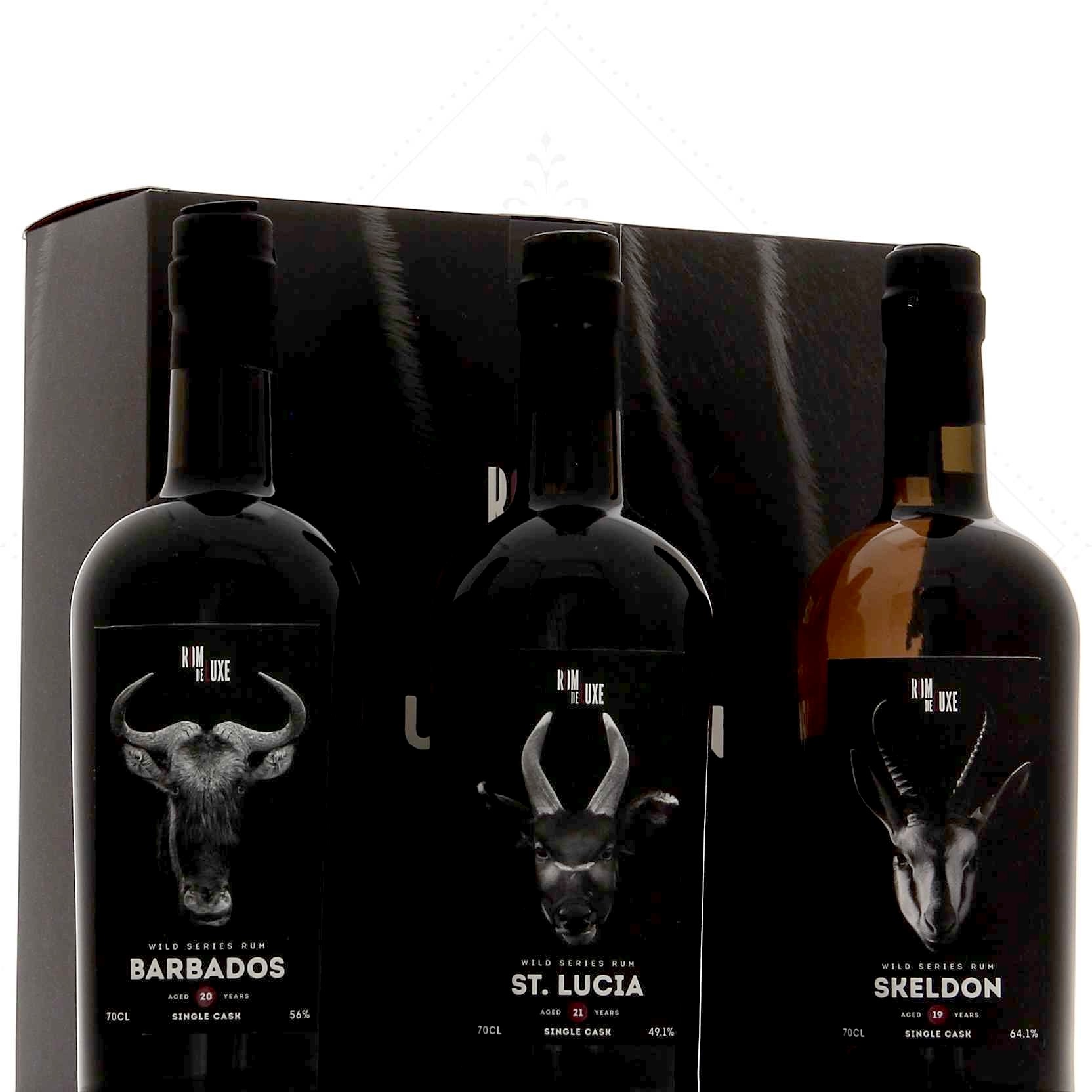 Rom De Luxe Wild Series Coffret Set Unicorn 3x70cl Skeldon 64,2° + St Lucia 47,7° + Barbados 54,8°