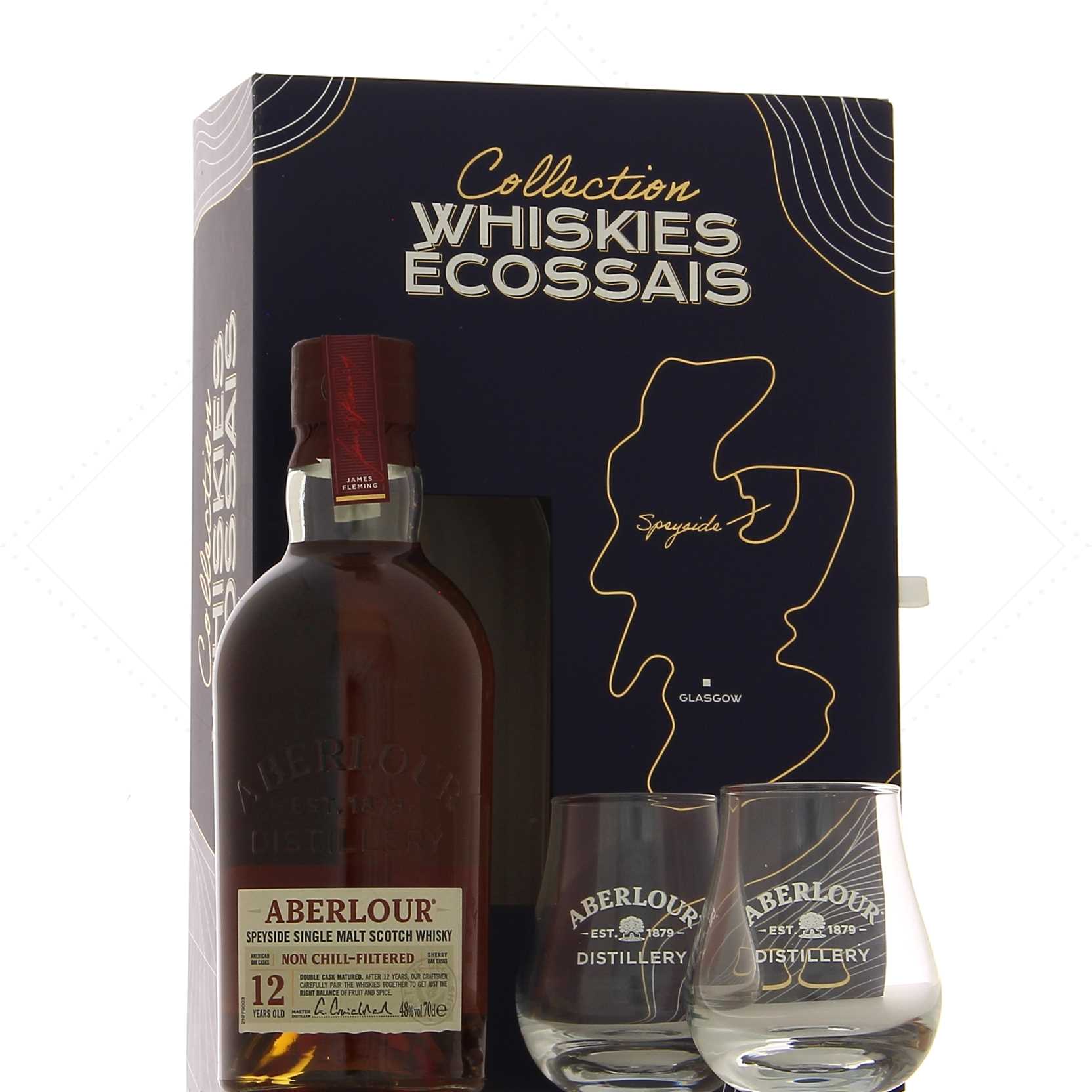 Coffret Aberlour 12 ans Non Chill Filtered + 2 verres 48°