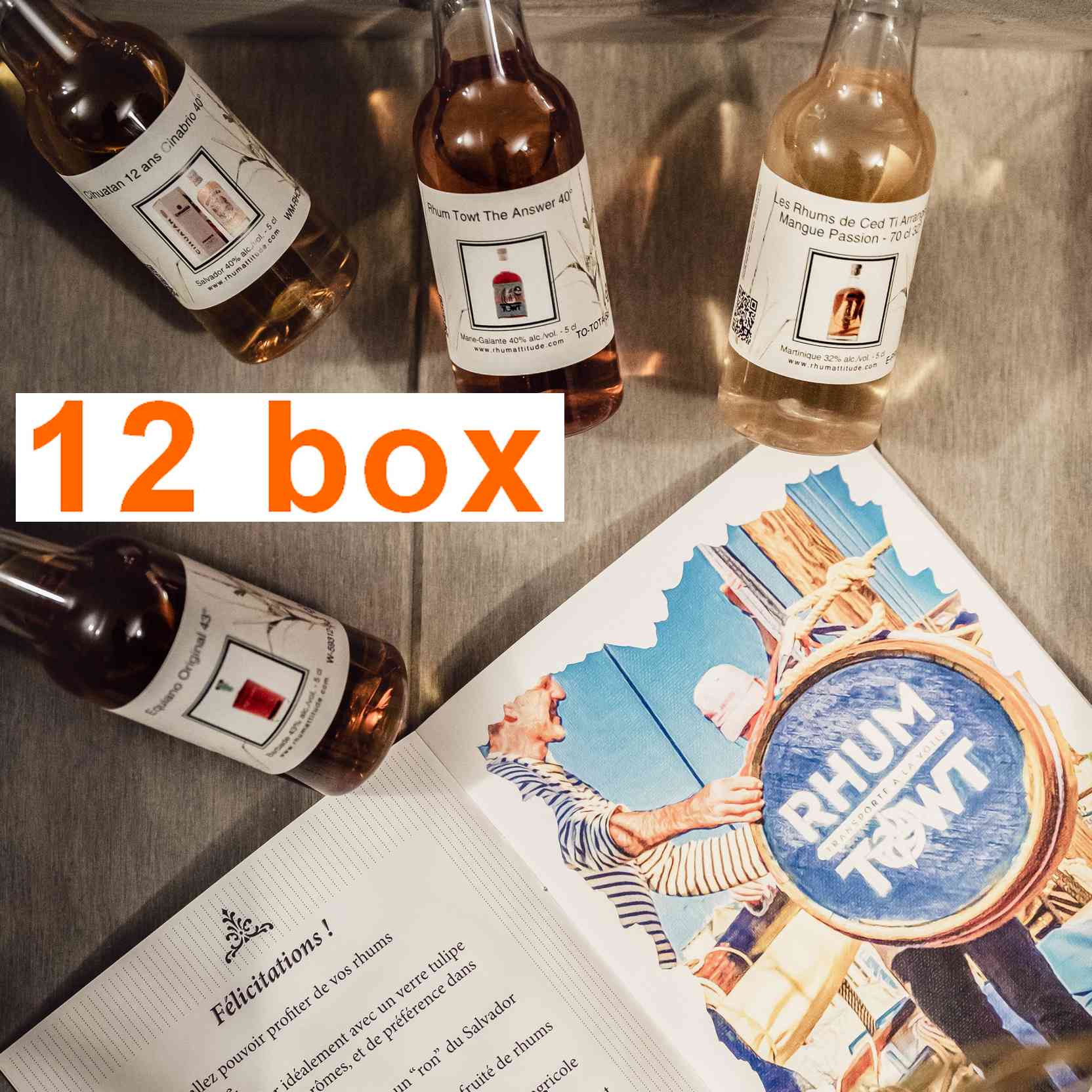 10 anciennes box de 4 rhums + 2 anciennes box de 5 rhums 41,25°