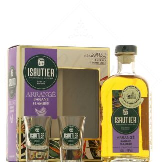 Isautier Arrangé Banane flambée 50 cl en coffret 2 verres 40°