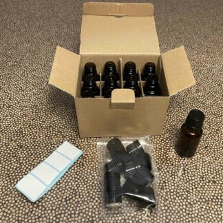 12 flacons verre opaque 2cl et capsule plastique PP18 avec étiquettes