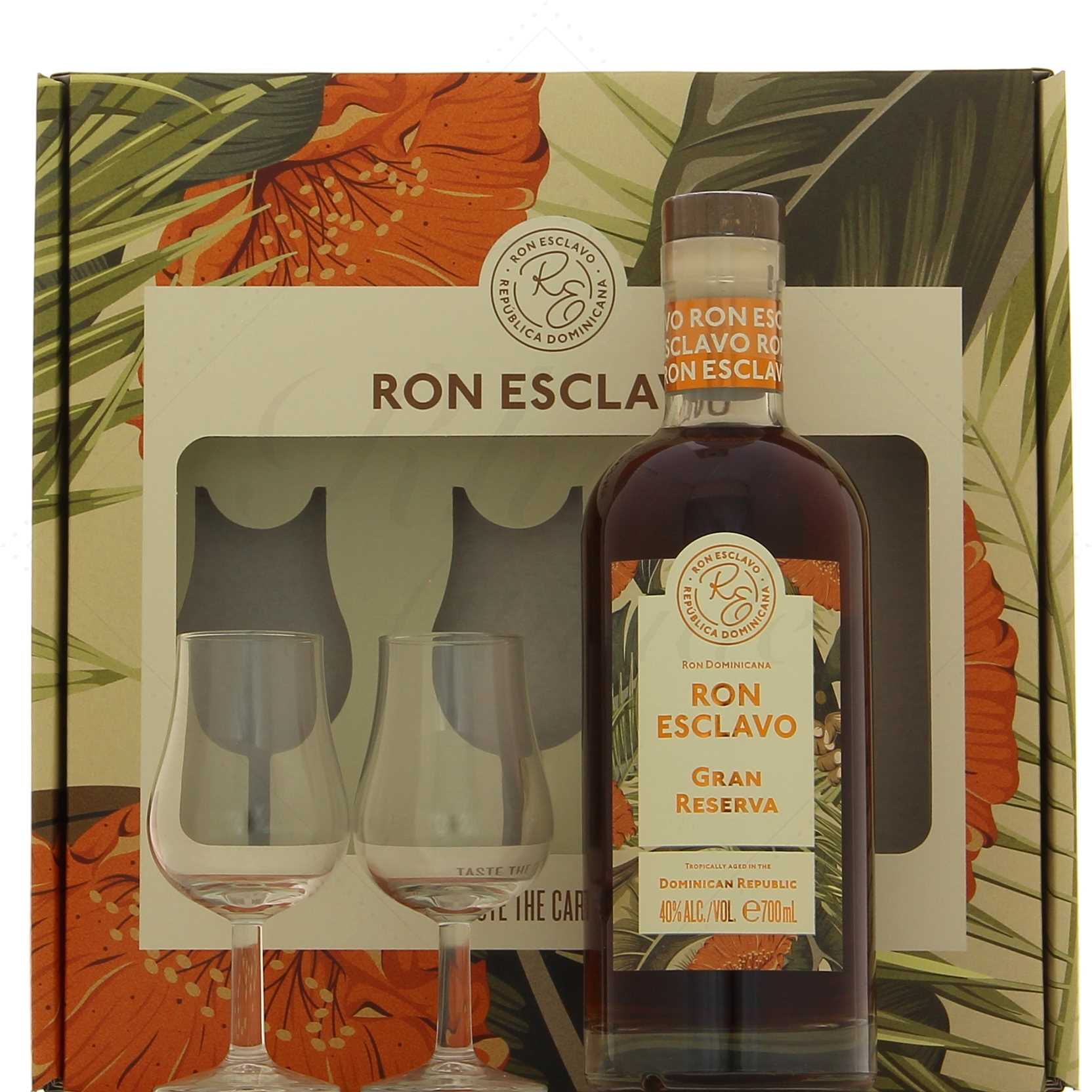 Ron Esclavo Gran Reserva en coffret 2 verres 40°