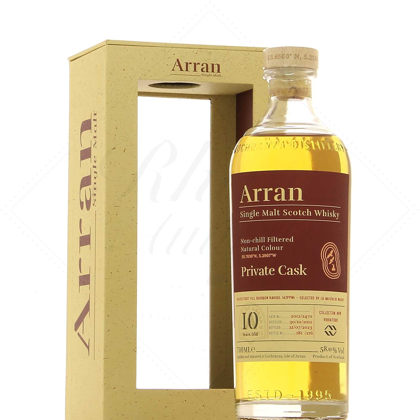 Arran 10 ans 2012 peated first fill bourbon barrel single cask 58°