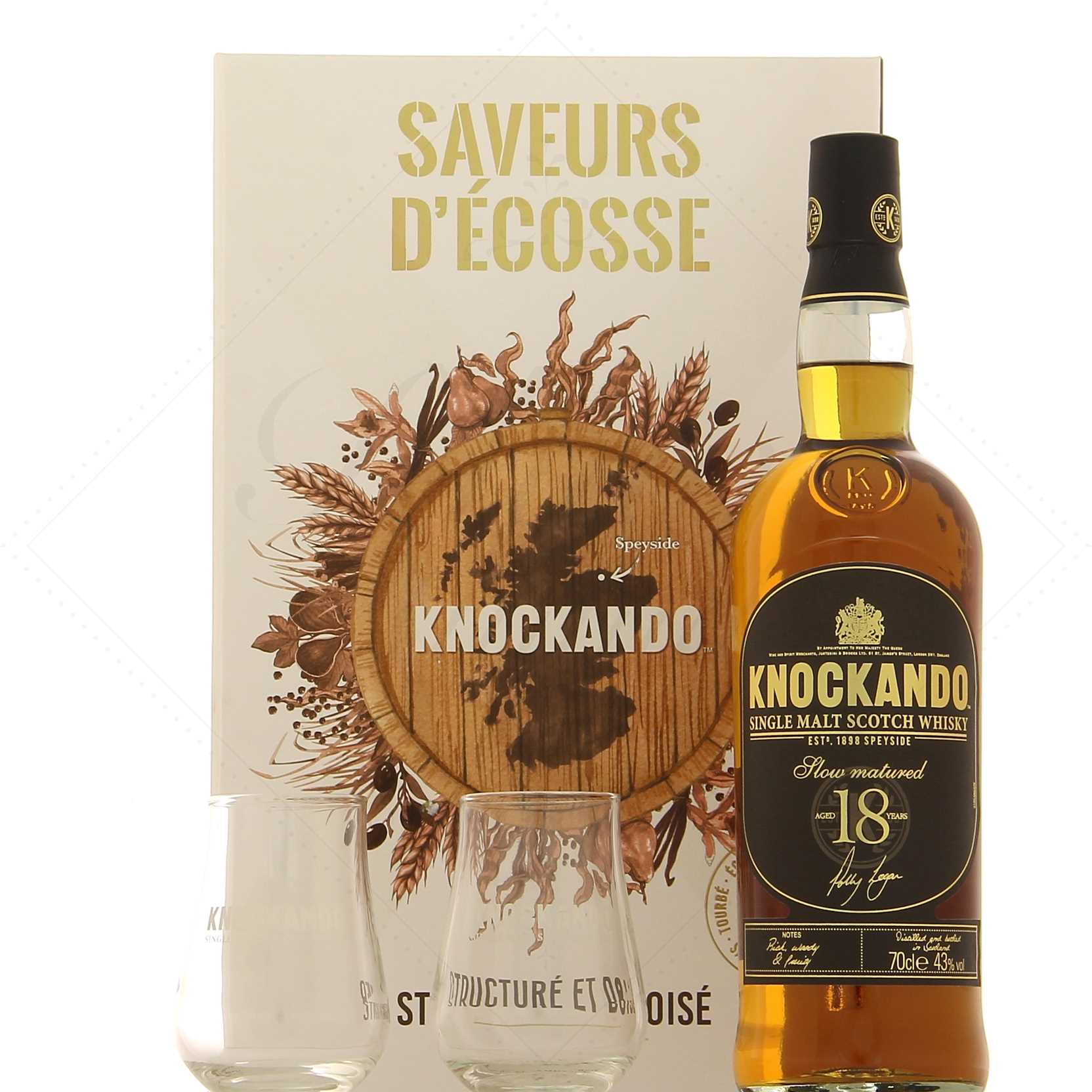 Knockando 18 ans 43° en coffret 2 verres