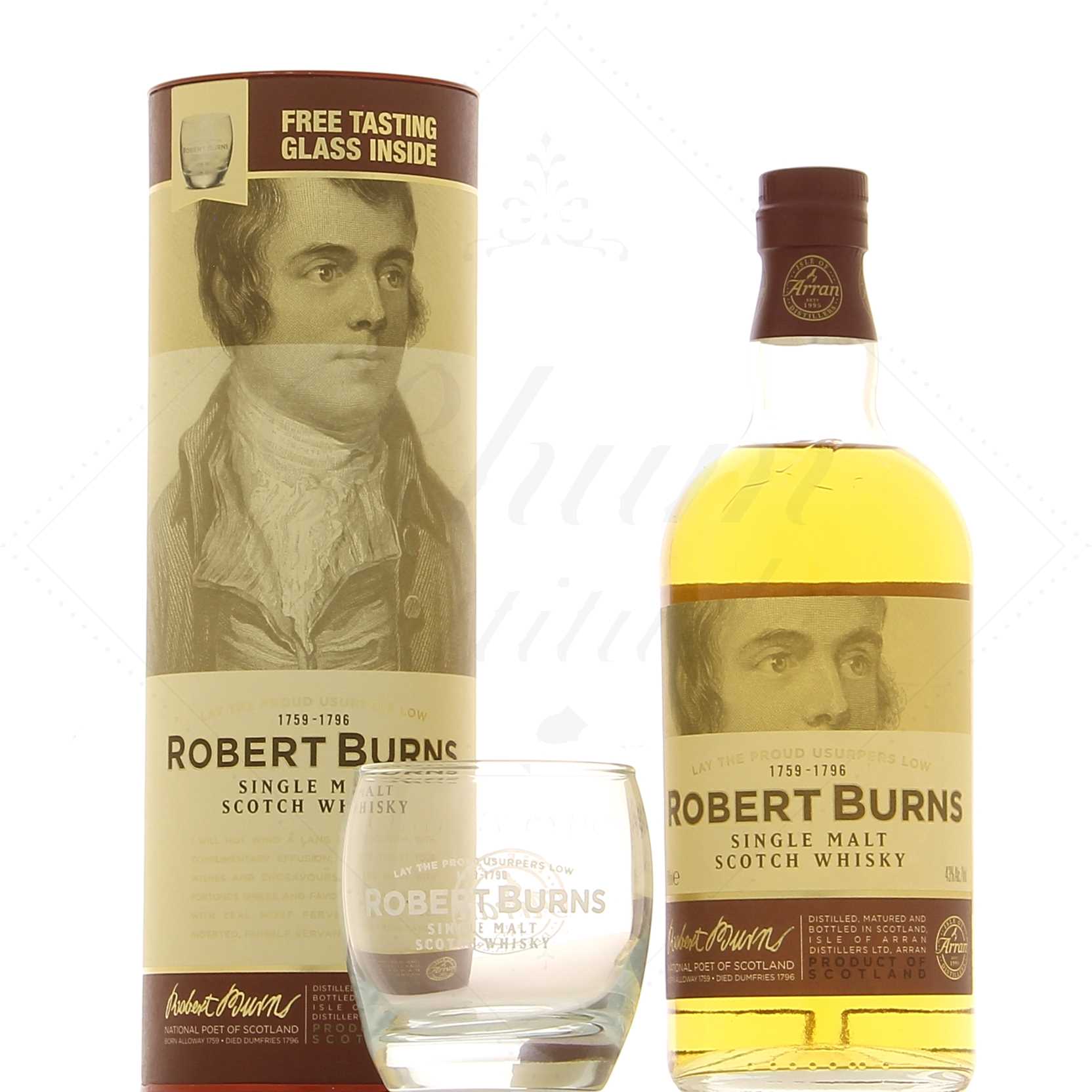 Arran Robert Burns Single Malt 43° en coffret 1 verre