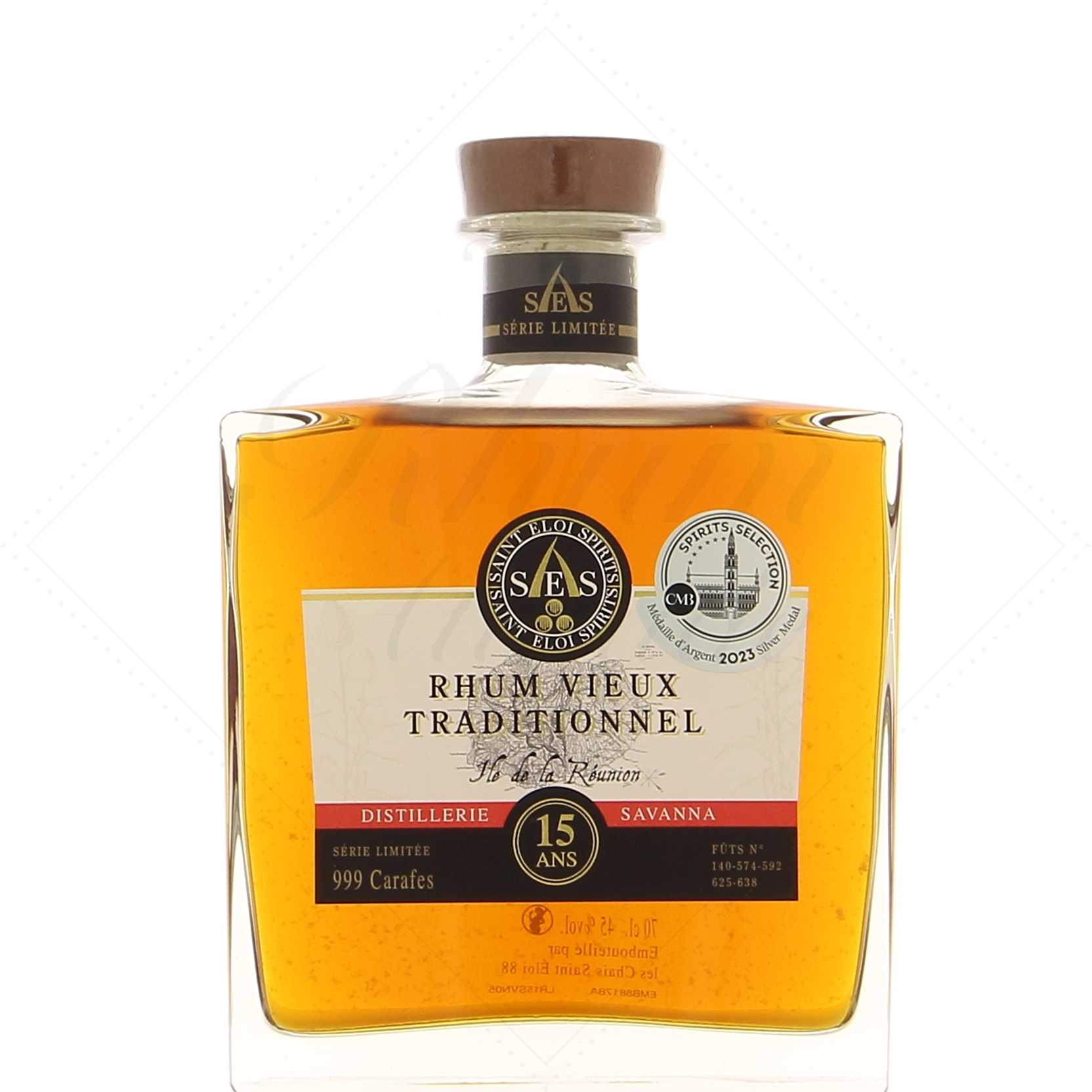 Les Chais Saint Éloi Savanna Rhum Vieux traditionnel 15 ans 45°