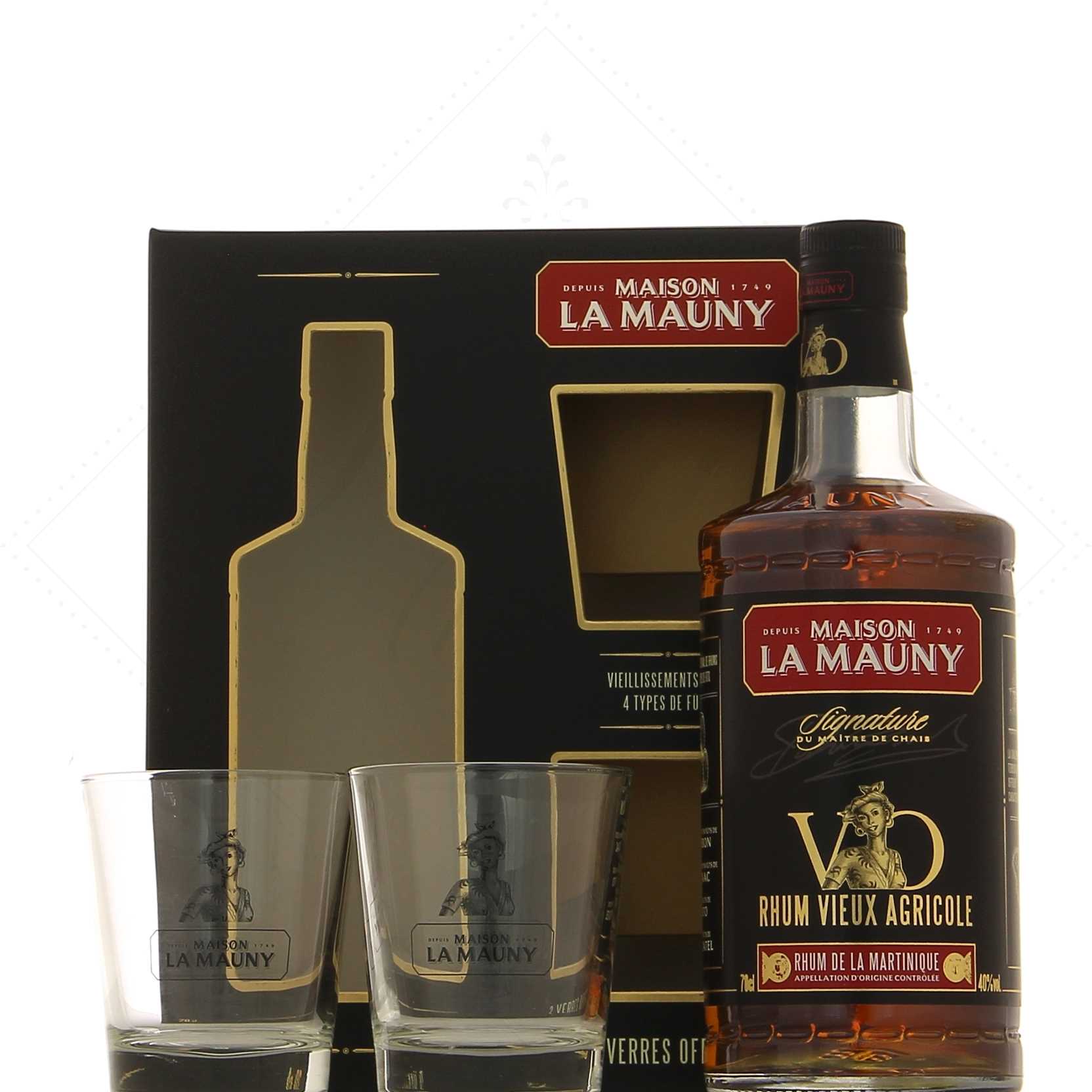 La Mauny VO Signature 40° en coffret 2 verres