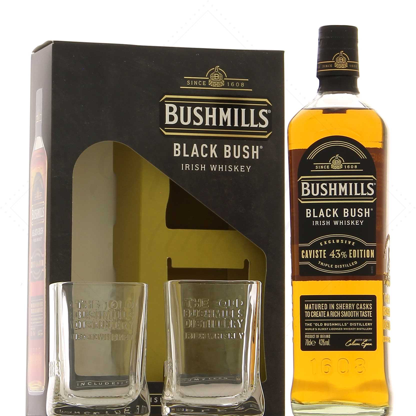 Bushmills Black Bush 43° en coffret 2 verres