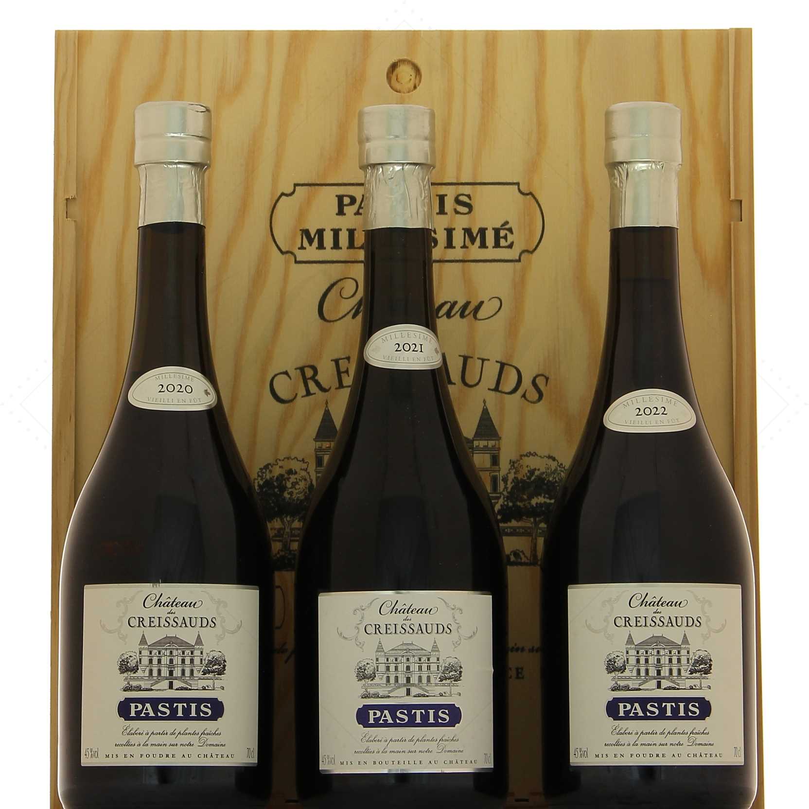 Coffret 3 pastis Château des Creissauds 2020 2021 2022 45°