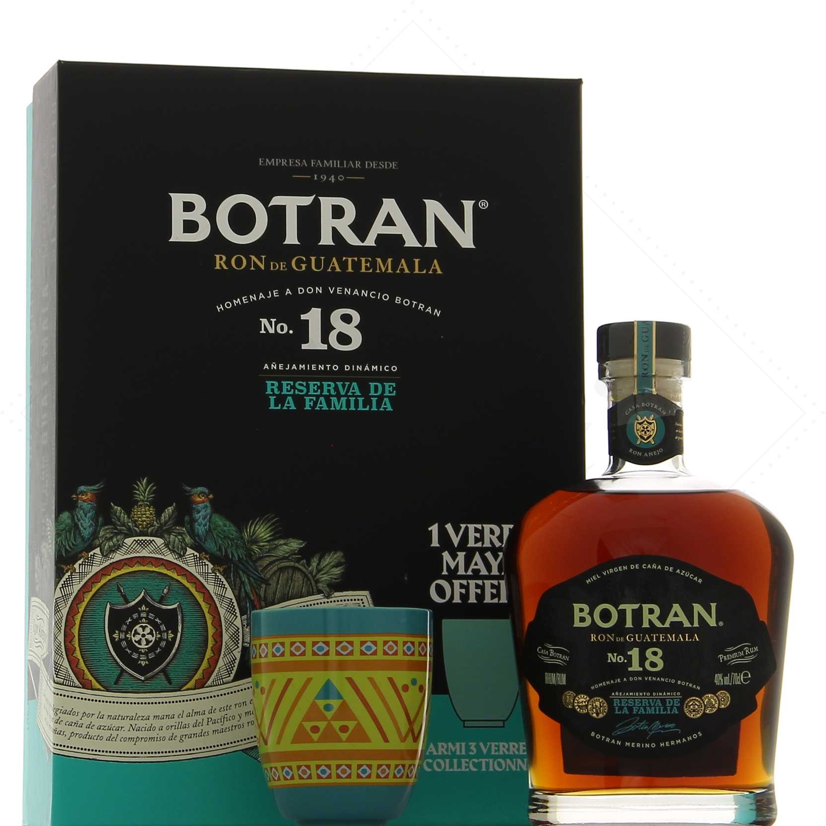 Botran 18 en coffret 1 verre Maya 40°