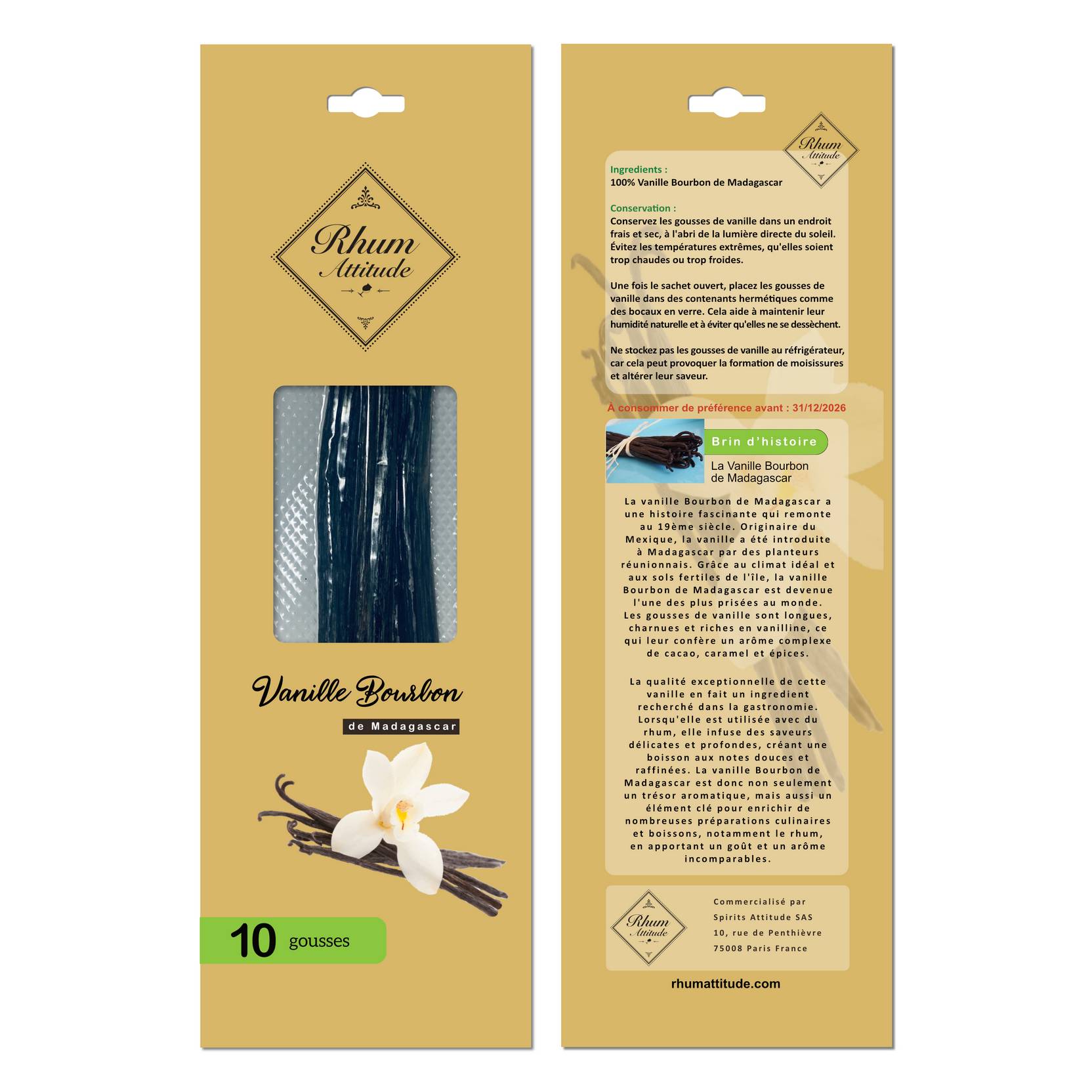 10 gousses 100% Vanille Bourbon de Madagascar